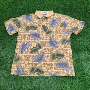 Vintage CHAPS Ralph-Lauren Polo Shirt Large 23x26 AOP Hawaiian